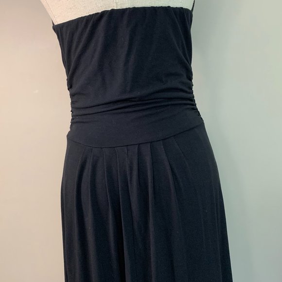 Black Backless Halter Maxi Dress Raw Hem - Picture 5 of 10